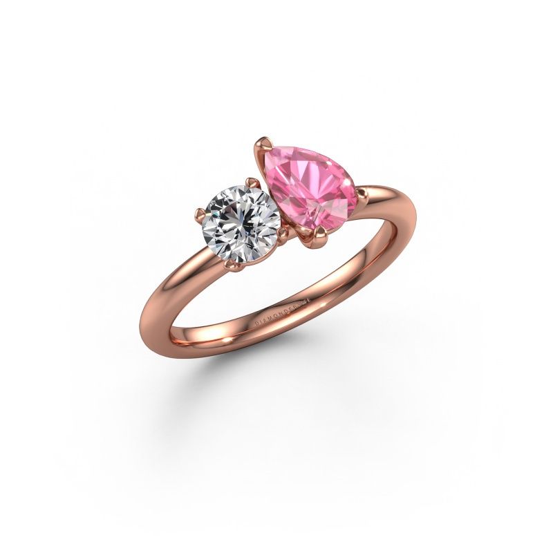 Forlovelsesring Toi et Moi PER-RND 585 roségull rosa safir 7x5 mm