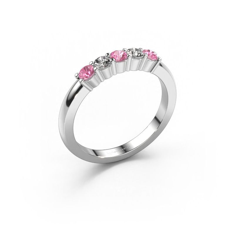 Bague Yasmin 5 585 or blanc saphir rose 3 mm