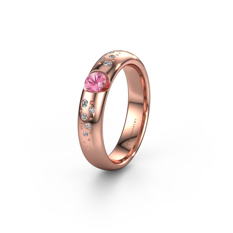 Trouwring WH2104L34A 585 rosé goud roze saffier ±4,5x1.7 mm