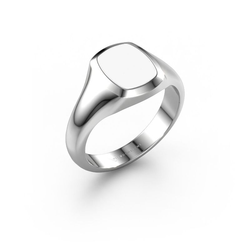 Chevalière Zelda 950 platine émail blanc 10x8 mm