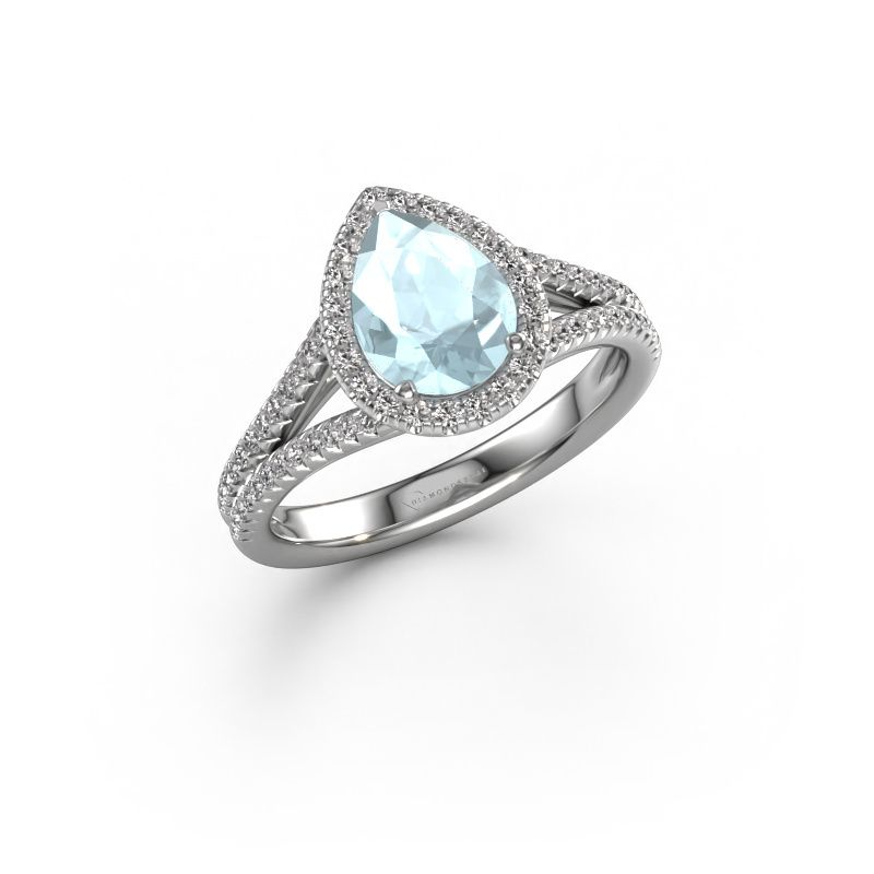 Verlobungsring Verla pear 2 585 Weißgold Aquamarin 8x6 mm
