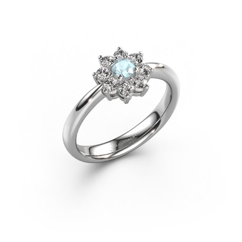 Verlobungsring Camille 1 585 Weißgold Aquamarin 3.4 mm