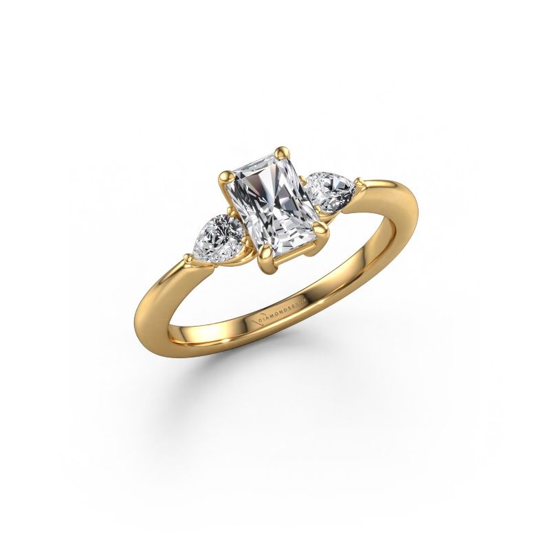 Engagement ring Chanou RAD 585 gold lab grown diamond 1.17 crt
