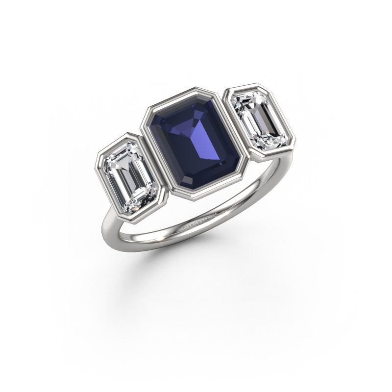 Verlobungsring Lavon 3 EME 950 Platin Saphir 8x6 mm