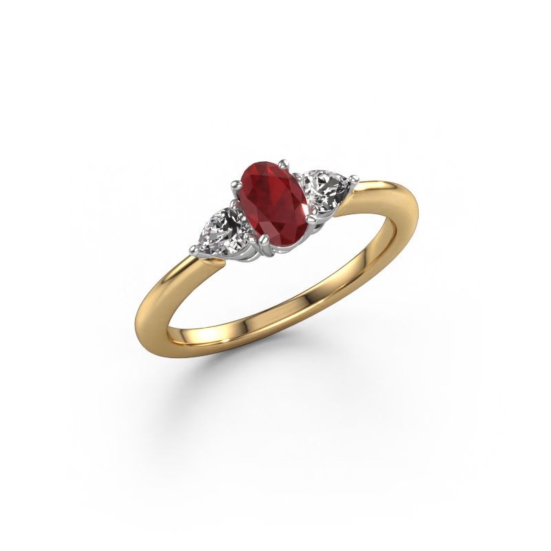Engagement ring Chanou OVL 585 gold ruby 7x5 mm