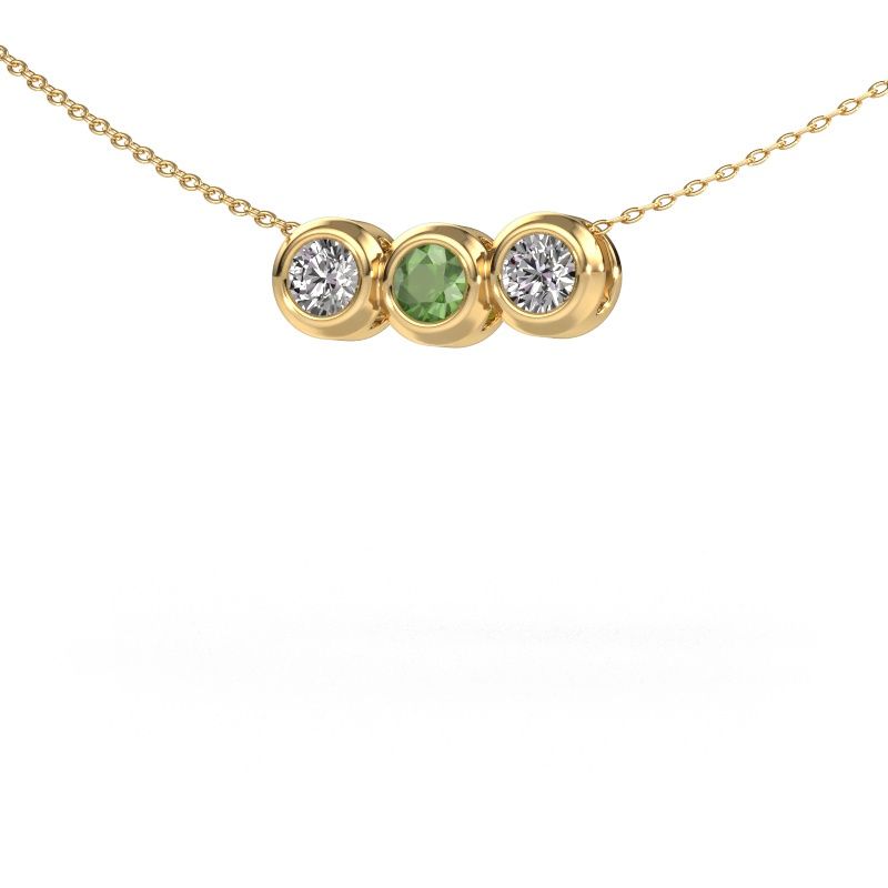 Ketting Kim 3 585 goud toermalijn groen 4 mm