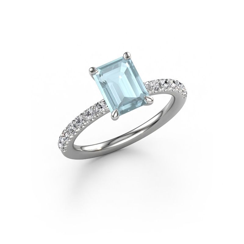 Engagement ring Crystal EME 2 950 platinum aquamarine 8x6 mm