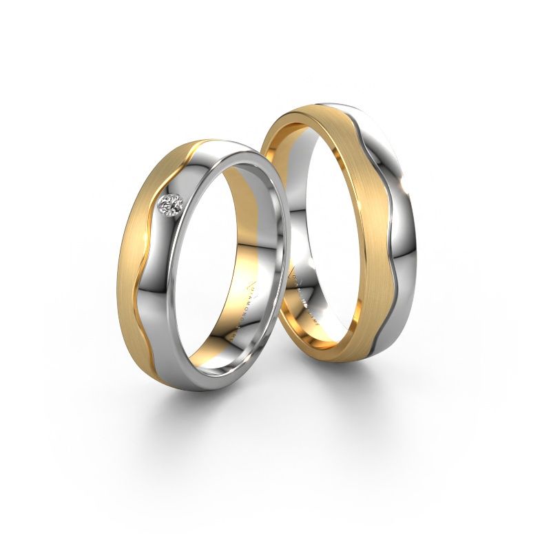 Wedding rings set WH0701LM25APM ±0.20x0.07 in 14 Carat gold diamond 0.03 crt