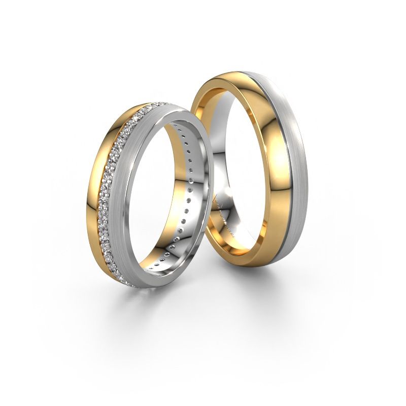 Alliances set WH0203LM25BPM ±5x2 mm 14 Carat or jaune diamant 0.44 crt