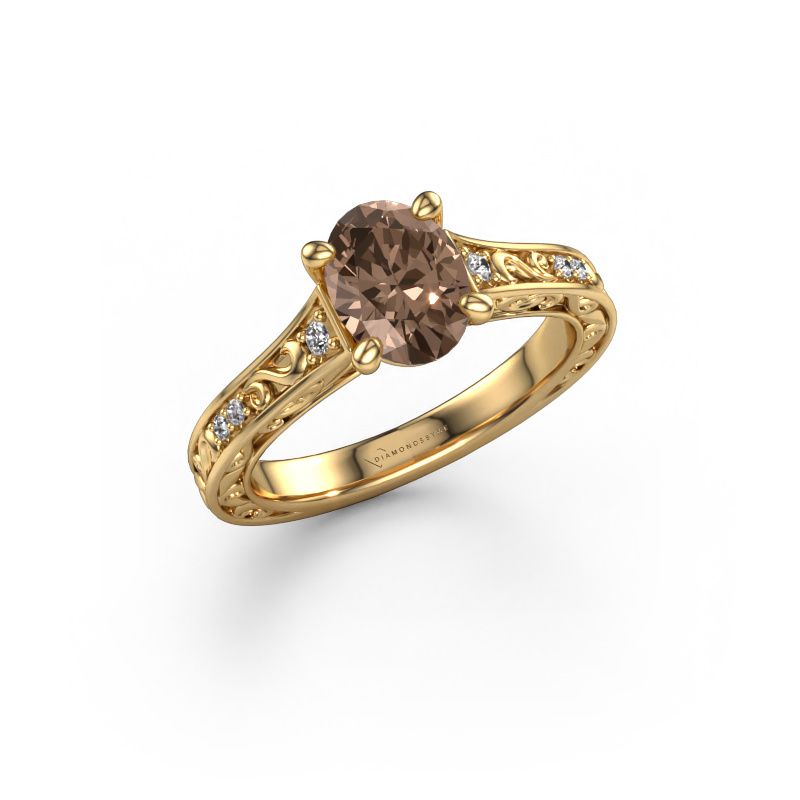 Anillo de compromiso Mallory OVL 585 oro diamante marrón 1.10 crt