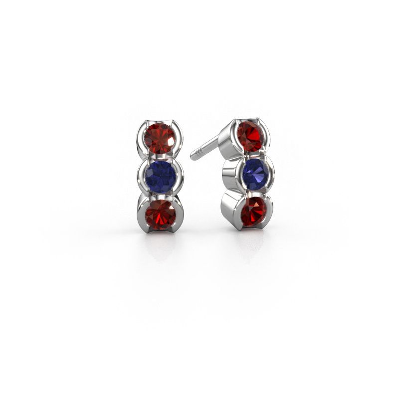 Boucles d'oreilles Lotte 585 or blanc grenat 3 mm