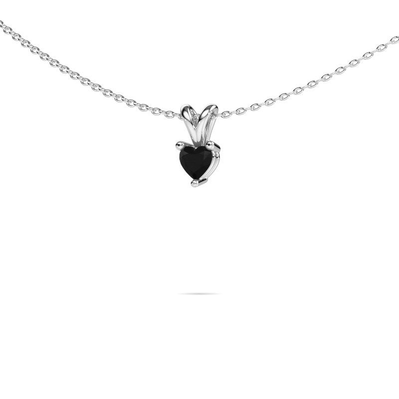 Hanger Garnet 585 witgoud zwarte diamant 0.30 crt
