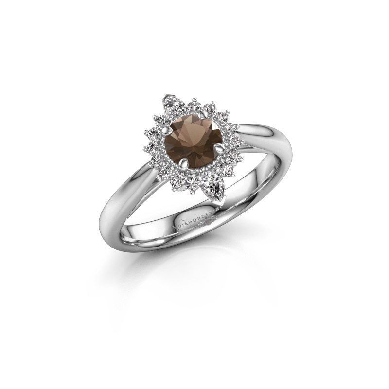 Image of Engagement ring Susan 950 platinum smokey quartz 5 mm