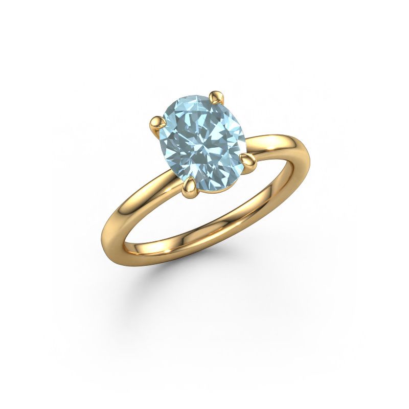 Engagement ring Simone OVL 1 585 gold blue lab grown diamond 9x7 mm