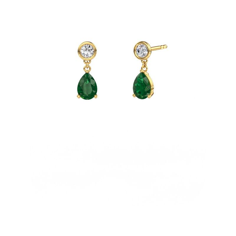 Drop earrings Lacey PER 585 gold emerald 7x5 mm