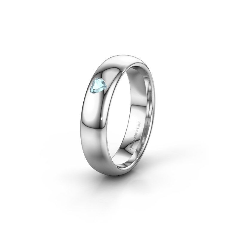 Image of Friendship ring WH0101L35BPHRT<br/>950 platinum ±5x2 mm<br/>Aquamarine