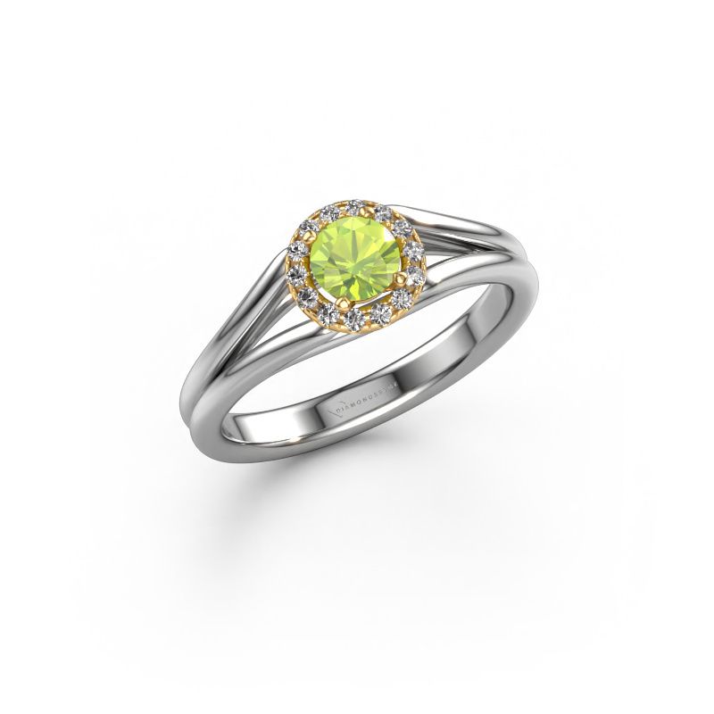 Verlovingsring Verla rnd 1 585 witgoud peridoot 4.7 mm