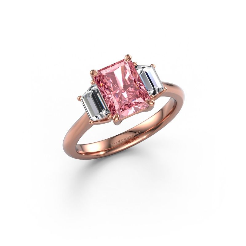 Engagement ring Maggie RAD 585 rose gold pink lab grown diamond 8x6 mm