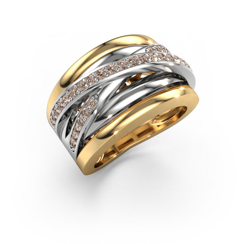 Bague Clair 3 585 or jaune diamant brun 0.495 crt