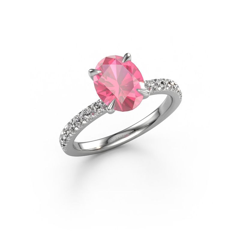 Engagement ring Crystal OVL 2 950 platinum pink sapphire 9x7 mm