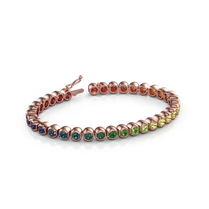 Tennis bracelet Bianca 4 mm rainbow 585 rose gold Rainbow sapphire 1 4 mm