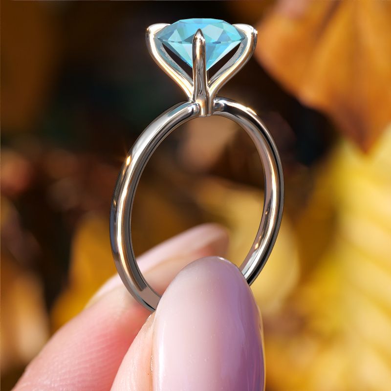 Image of Engagement Ring Crystal Rnd 1<br/>950 platinum<br/>Blue topaz 8 mm