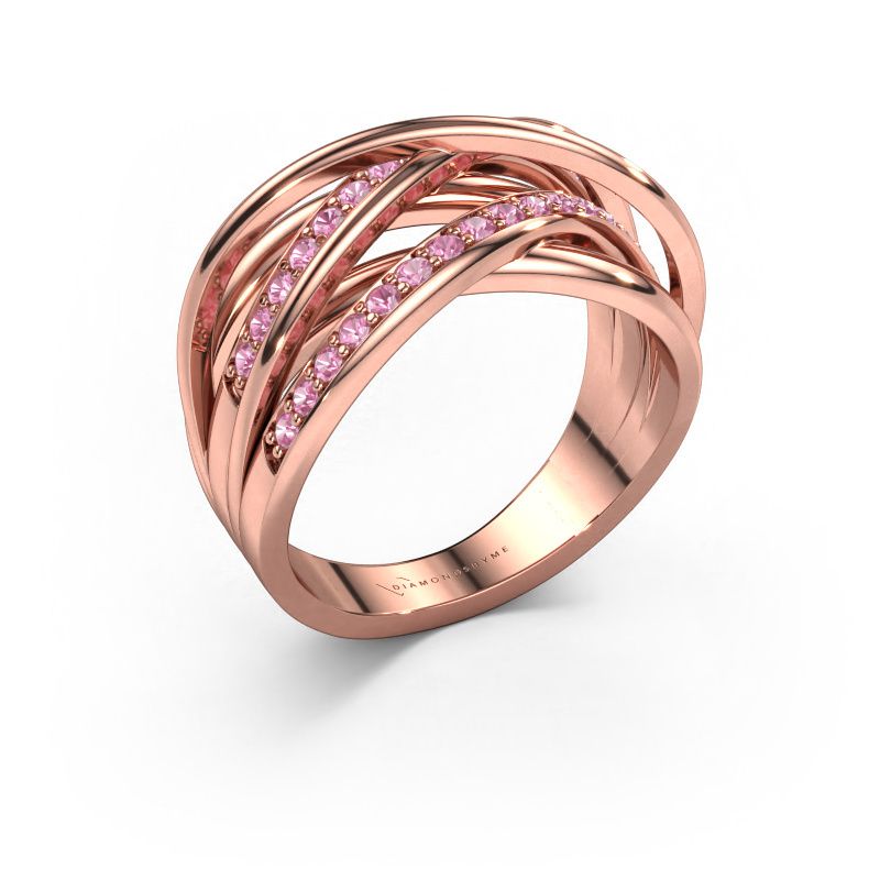 Ring Fem 2 585 rose gold pink sapphire 1.5 mm