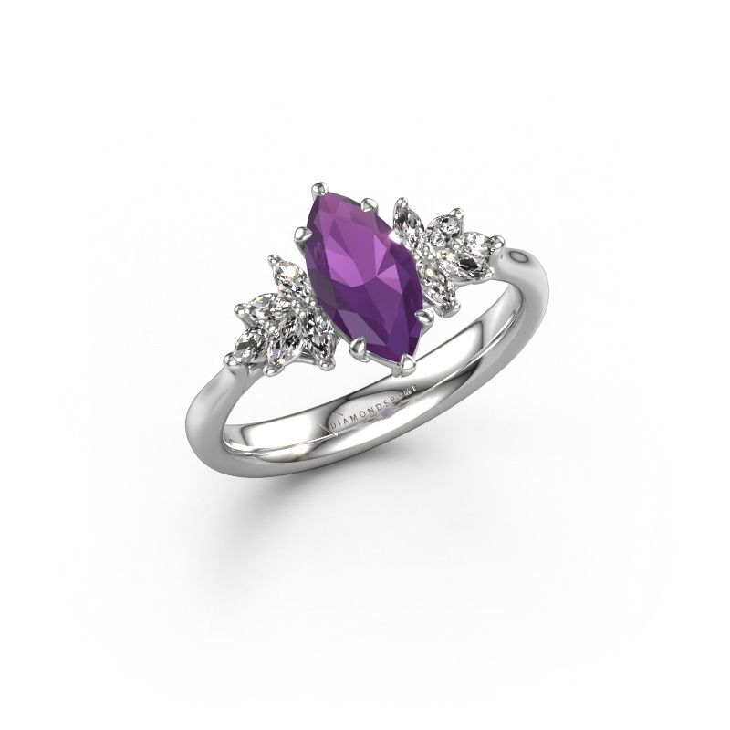 Engagement ring Fiona MRQ 950 platinum amethyst 10x5 mm