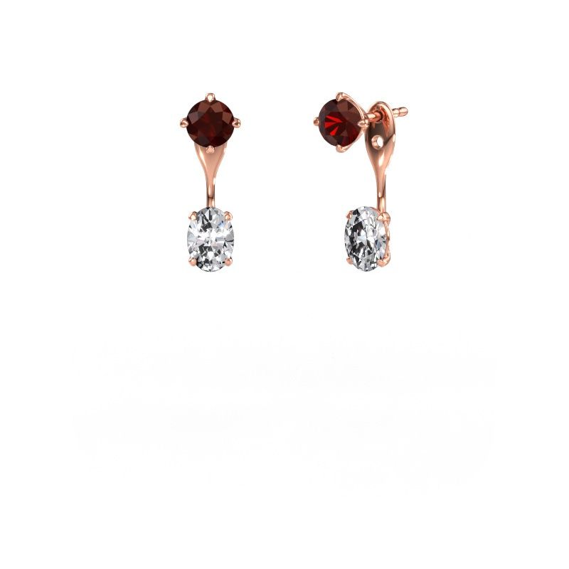 Ohrhänger Kate RND-OVL 585 Roségold Granat 5 mm
