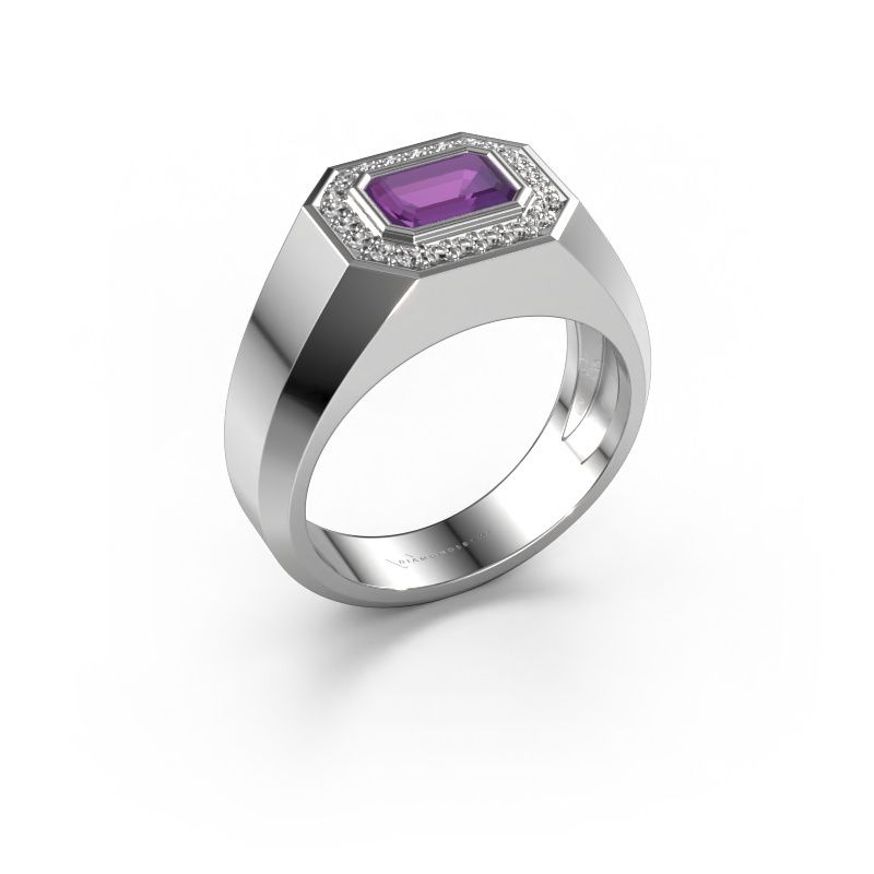 Men's ring Dylan 2 950 platinum amethyst 7x5 mm