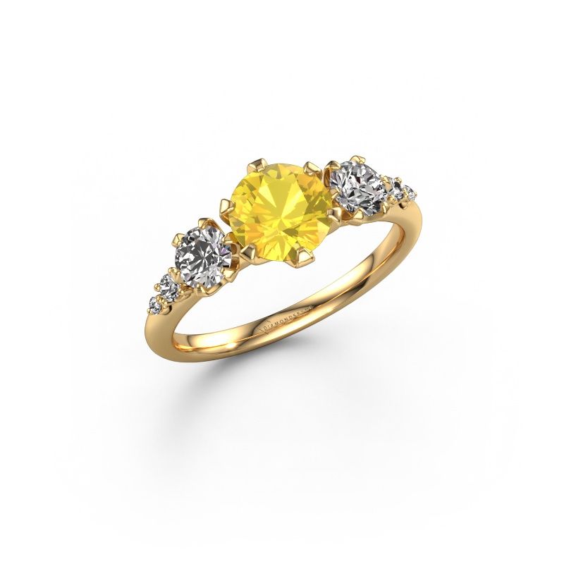 Verlobungsring Aniek RND 585 Gold Gelb Saphir 6.5 mm