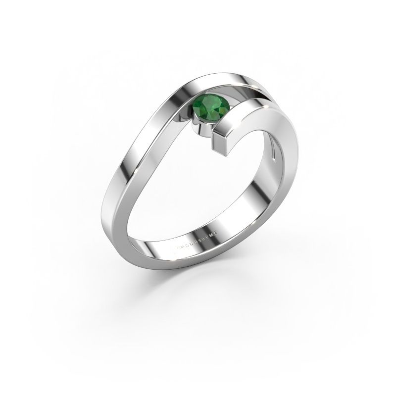 Ring Evalyn 1 585 white gold emerald 3.7 mm