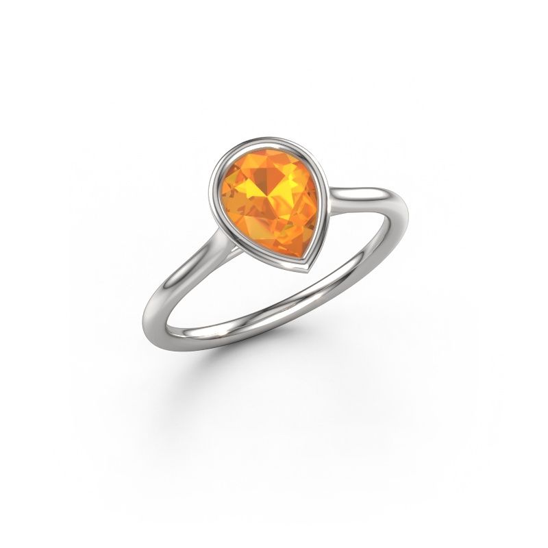 Bague de fiançailles Lavon Per 950 platine citrine 8x6 mm