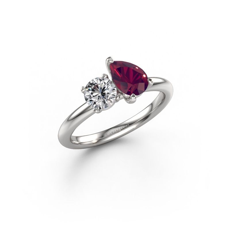 Engagement ring Toi et Moi PER-RND 950 platinum rhodolite 7x5 mm