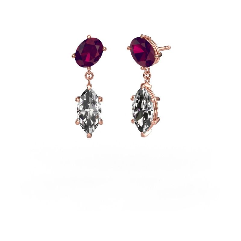 Oorhangers Toi et Moi OVL-MRQ 585 rosé goud rhodoliet 8x6 mm