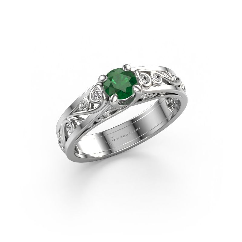 Ring Quinty 585 white gold emerald 4.7 mm