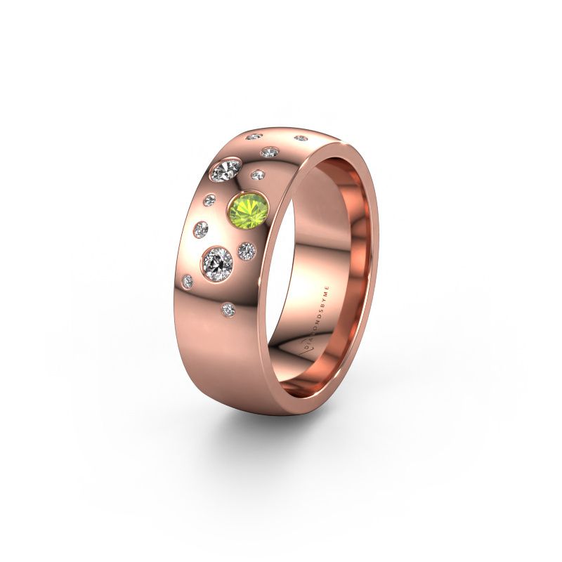 Trouwring WH0141L26BP 585 rosé goud peridoot ±7x2 mm