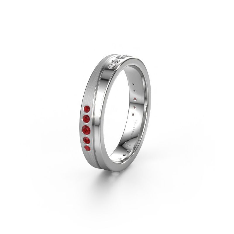 Trouwring WH0901L14A20PM 950 platina robijn ±4 x 1,7 mm