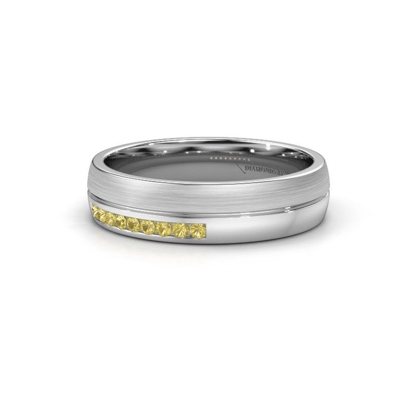 Image of Wedding ring WH0209L25APM<br/>585 white gold ±5x1.7 mm<br/>Yellow sapphire