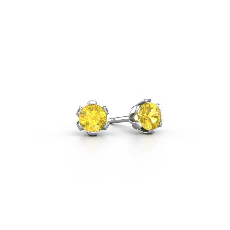 Clous d'oreilles Julia 585 or blanc saphir jaune 4 mm