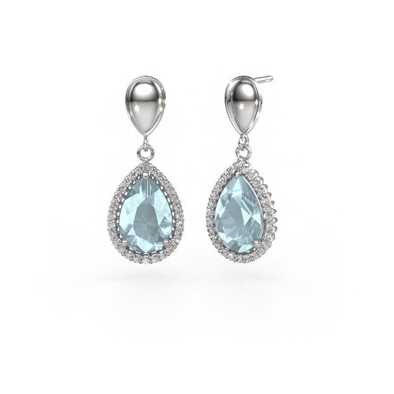 Pendants d'oreilles Tilly per 1 950 platine aigue-marine 12x8 mm