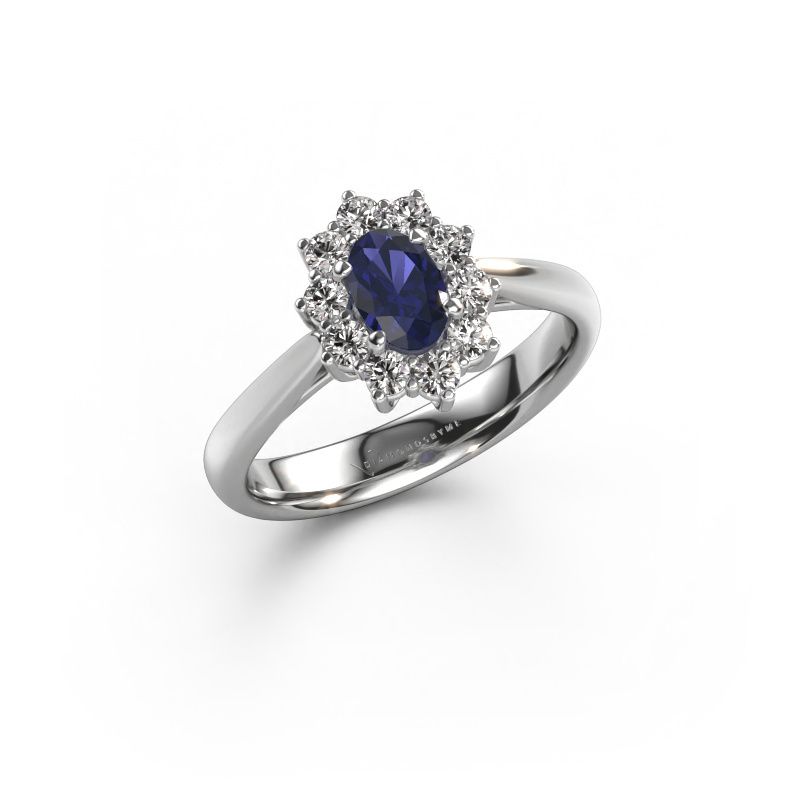 Engagement ring Leesa 1 585 white gold sapphire 6x4 mm