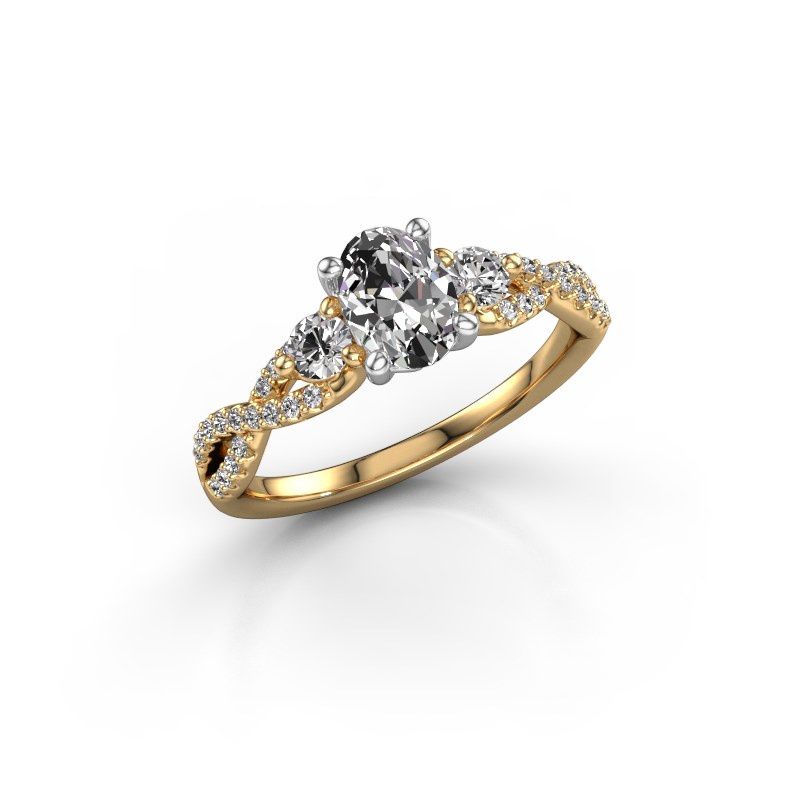 Engagement ring Marilou OVL 585 gold zirconia 7x5 mm