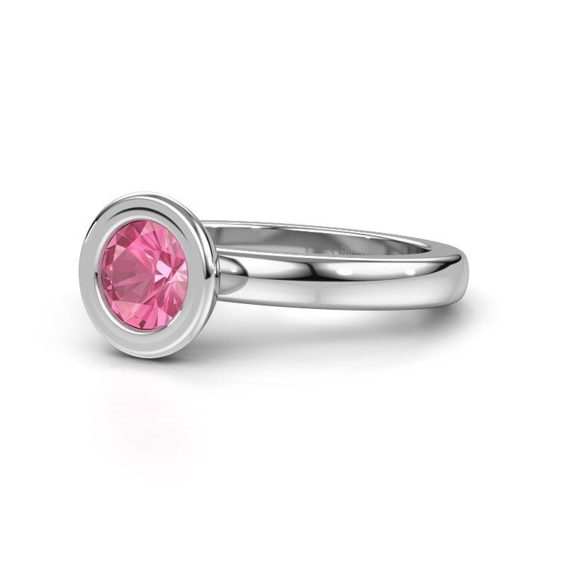 Image of Stacking ring Eloise Round 585 white gold pink sapphire 6 mm