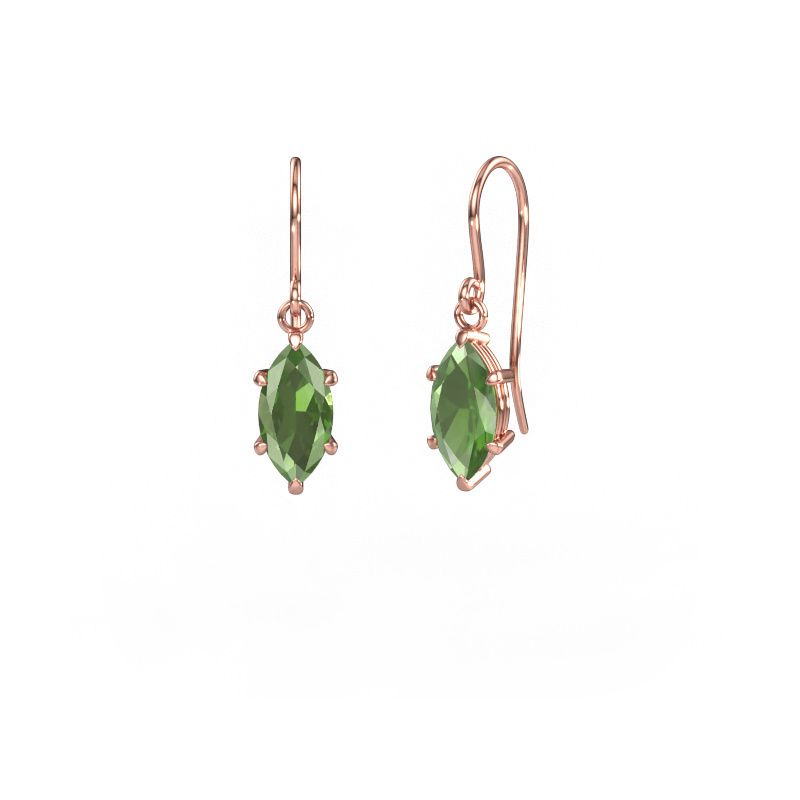 Drop earrings Laurie MRQ 1 585 rose gold tourmaline green 10x5 mm