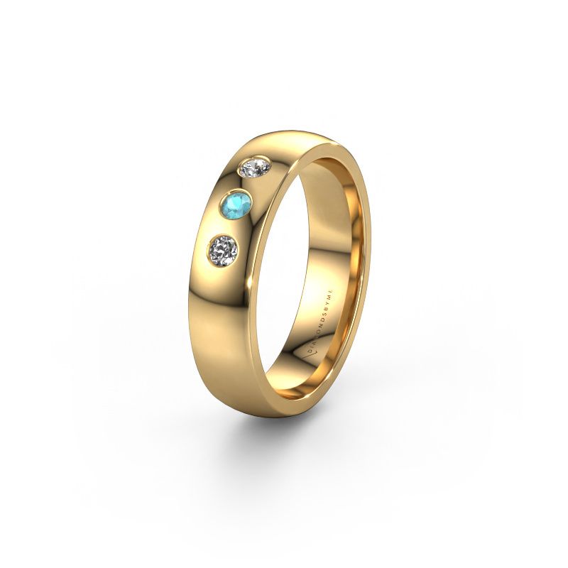 Trouwring WH0114L25BP 585 goud blauw topaas ±5x2 mm