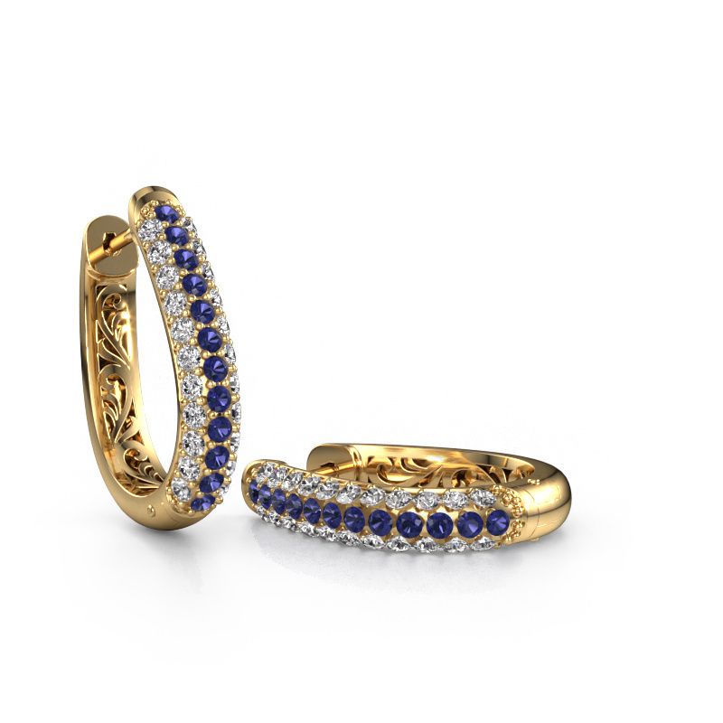 Image of Hoop earrings Danika 12.5 A 585 gold sapphire 1.7 mm