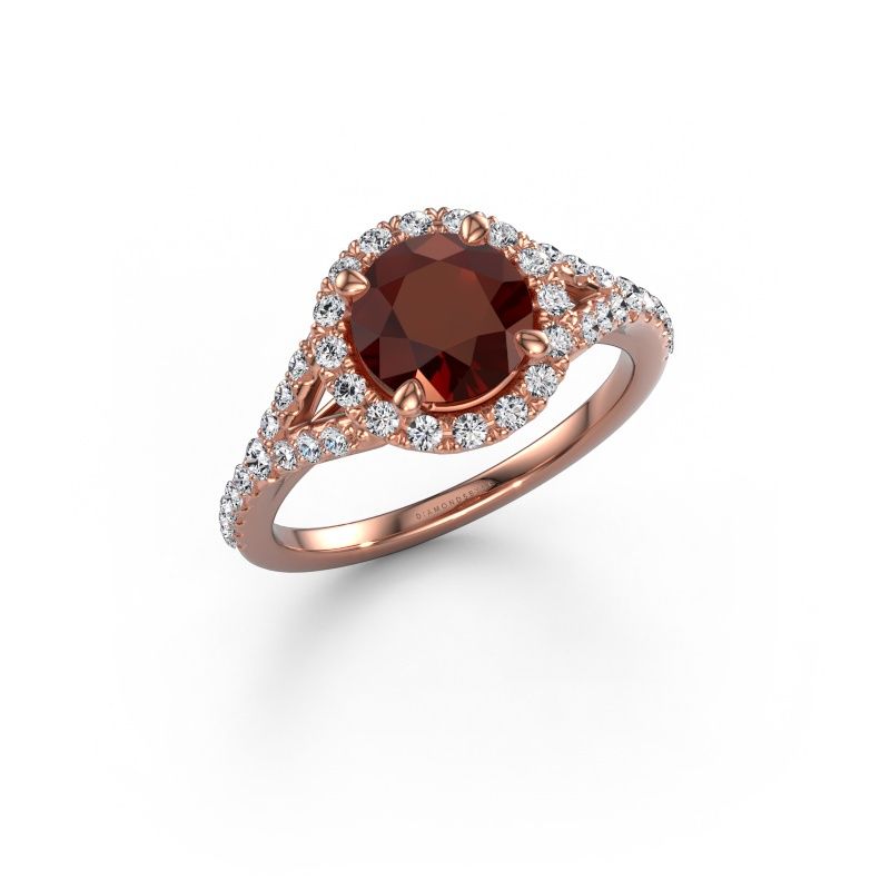 Engagement ring Kimber RND 585 rose gold garnet 7 mm