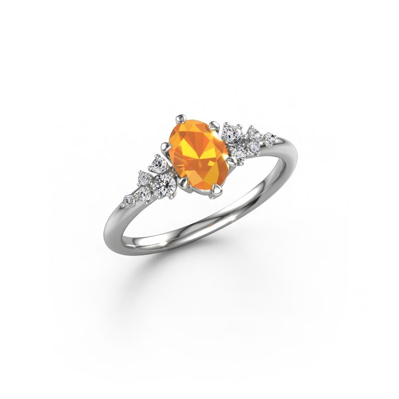 Ring Royce OVL 585 white gold citrin 7x5 mm