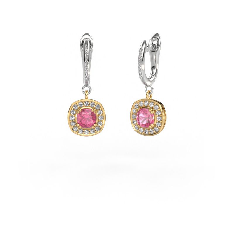 Pendants d'oreilles Marlotte 2 585 or jaune saphir rose 5 mm
